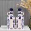 Blue and White Ceramic Storage Container and Oil Dispenser Set