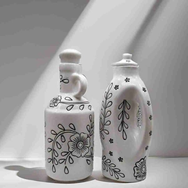 White Ceramic Oil Dispenser Gol Set
