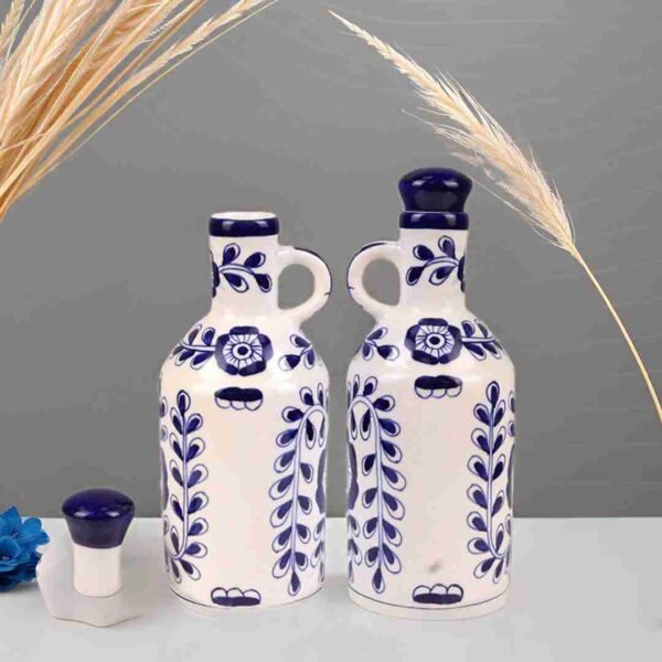 Microwave-Safe Ceramic Oil Dispenser and Storage Jar with Tray