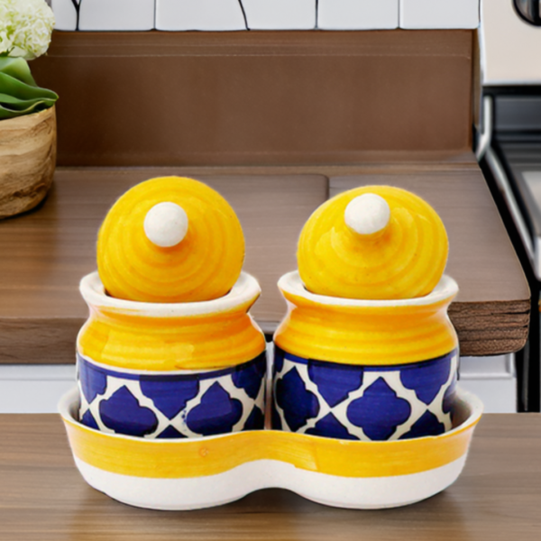 Yellow ceramic storage jars