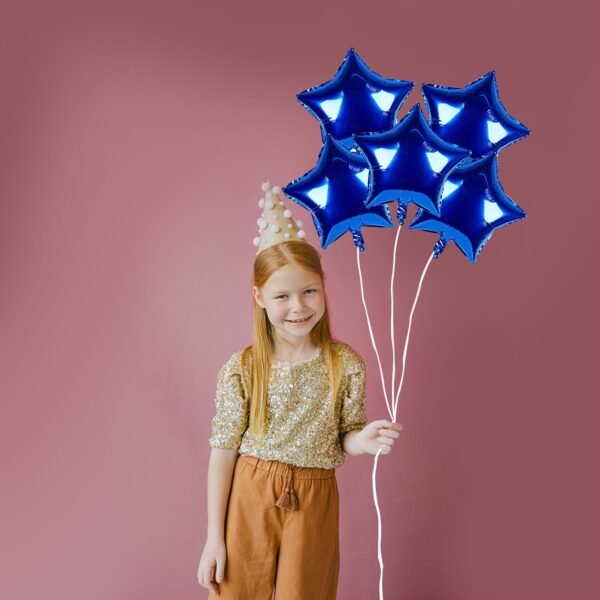 Star Shaped Foil Balloon (Pack of 5) | Star Shape Balloons for Decoration | Birthday Balloons for Decoration (Blue)