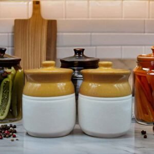 Ceramic pickle jars with lid (pack of 2)