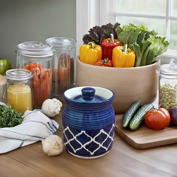 Blue ceramic dining table jar