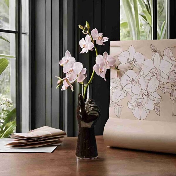 Hand-shaped ceramic flower vase
