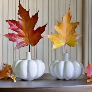 Pumpkin shape ceramic vase