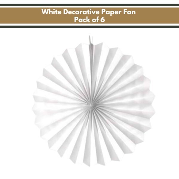 Decorative White Paper Fan Pack of 6