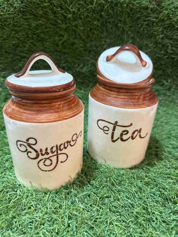 Ceramic Tea and Sugar Container Set (Pack of 2, 500 ml)