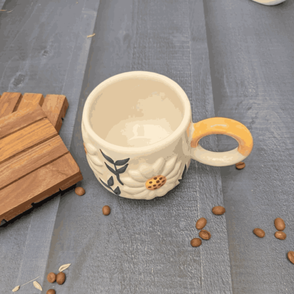 Sunflower Design Ceramic Cup