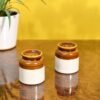 Elegant Brown & White Spice Shakers