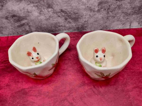 Cute Ceramic Bunny Design Rabbit Milk & Coffee Mug Set.