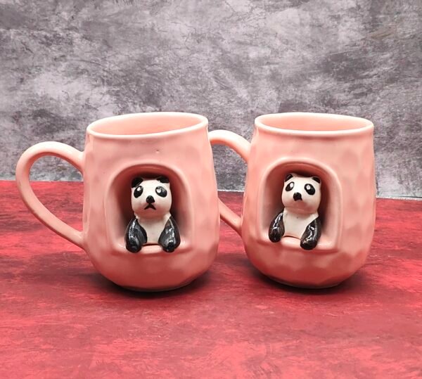 Kraftlik Handicrafts Panda House Coffee Mug, Mugs for Gift, Birthday Gift, Cups and Mugs, Ceramic Mug, Valentine Gift, Creative Panda Coffee Mug ( Pack of 2 )