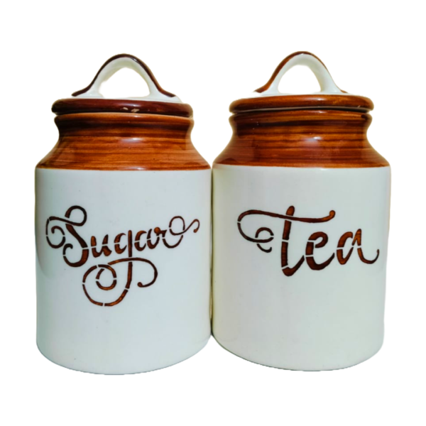 Kraftlik Handicrafts Ceramic Tea & Sugar Container ( Set of 2 )