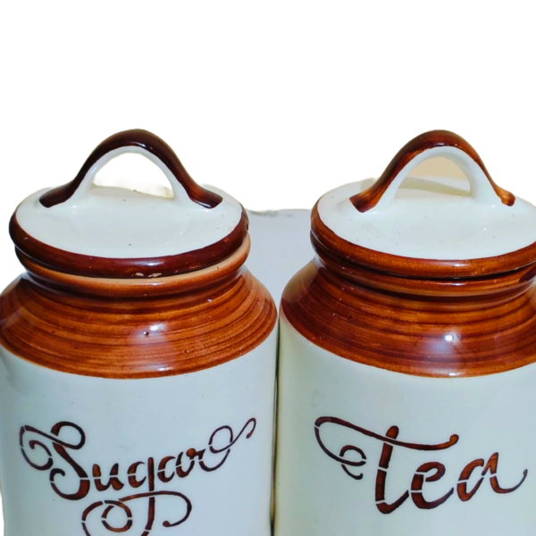 Kraftlik Handicrafts Ceramic Tea & Sugar Container ( Set of 2 )