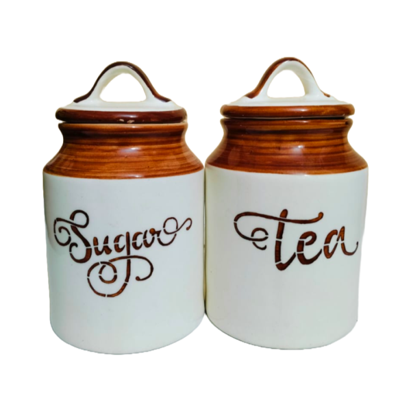 Kraftlik Handicrafts Ceramic Tea & Sugar Container ( Set of 2 )